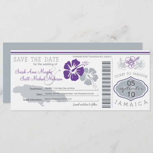 Save the Date Boarding nach Jamaika (Vorne/Hinten)