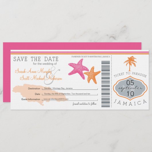 Save the Date Boarding nach Jamaika (Vorne/Hinten)