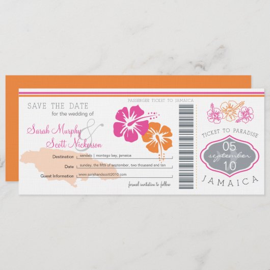 Save the Date Boarding nach Jamaika (Vorne/Hinten)
