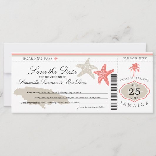 Save the Date Boarding nach Jamaika (Vorderseite)