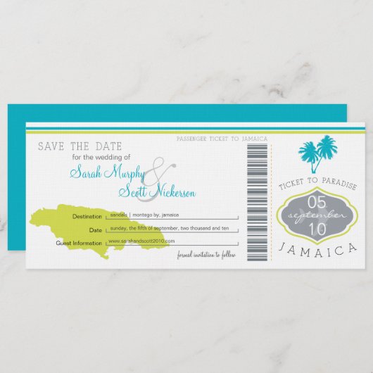 Save the Date Boarding nach Jamaika (Vorne/Hinten)