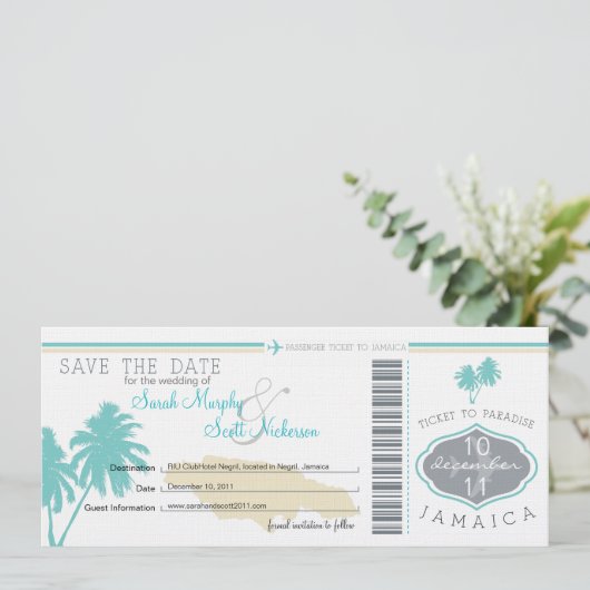 Save the Date Boarding nach Jamaika (Stehend Vorderseite)