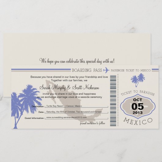 Save the Date Boarding nach Mexiko (Vorne/Hinten)