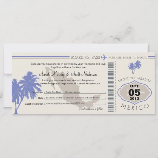 Save the Date Boarding nach Mexiko (Vorderseite)