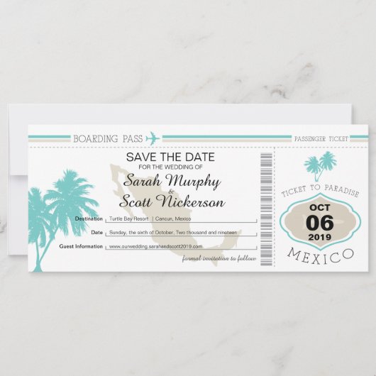 Save the Date Boarding nach Mexiko (Vorderseite)