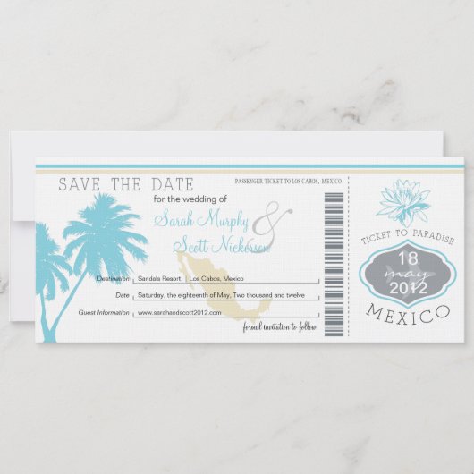 Save the Date Boarding nach Mexiko (Vorderseite)