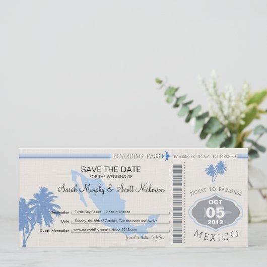 Save the Date Boarding nach Mexiko (Stehend Vorderseite)