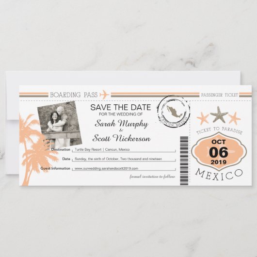 Save the Date Boarding nach Mexiko (Vorderseite)