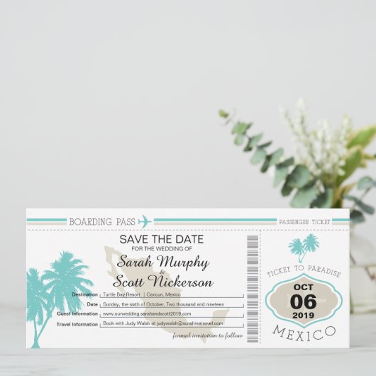 Save the Date Boarding nach Mexiko (Stehend Vorderseite)