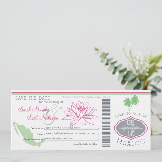 Save the Date Boarding nach Mexiko (Stehend Vorderseite)