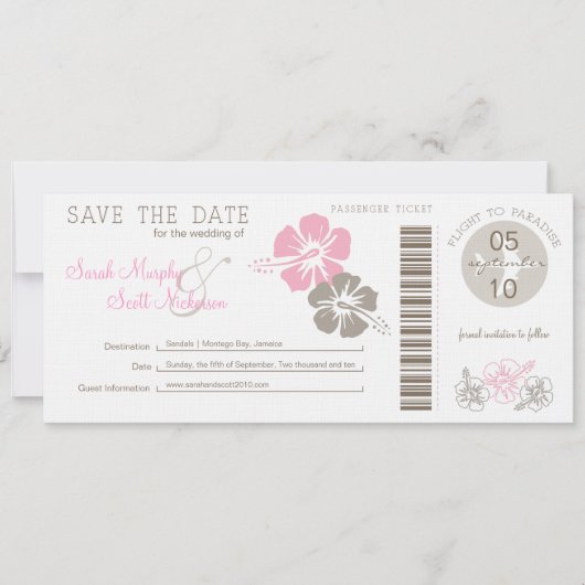 Save the Date Boarding Pass (Vorderseite)