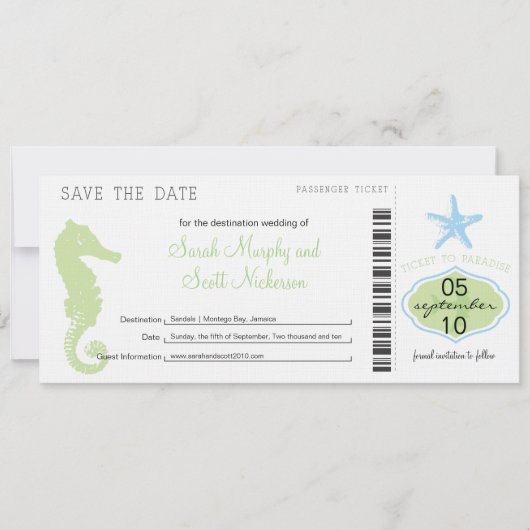 Save the Date Boarding Pass (Vorderseite)