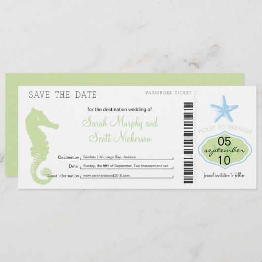 Save the Date Boarding Pass (Vorne/Hinten)