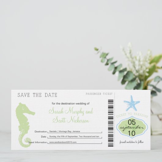 Save the Date Boarding Pass (Stehend Vorderseite)