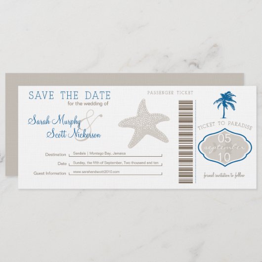 Save the Date Boarding Pass (Vorne/Hinten)