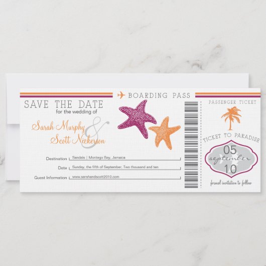Save the Date Boarding Pass (Vorderseite)