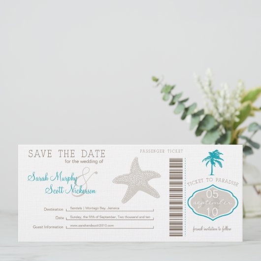 Save the Date Boarding Pass (Stehend Vorderseite)
