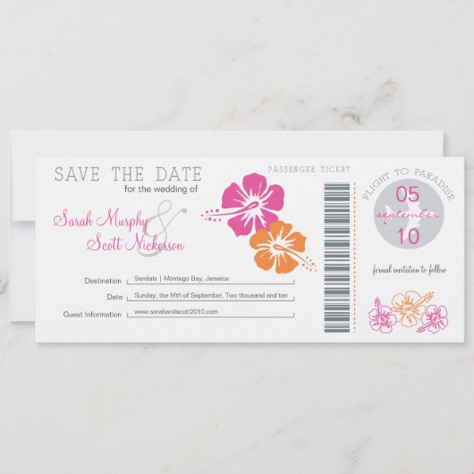 Save the Date Boarding Pass (Vorderseite)
