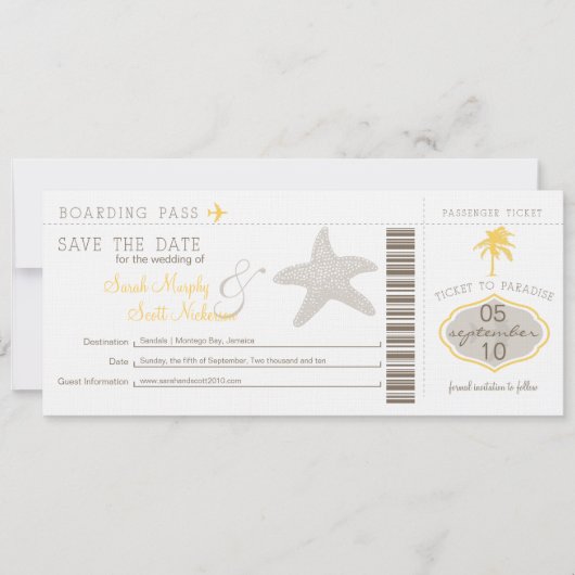 Save the Date Boarding Pass (Vorderseite)