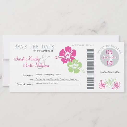 Save the Date Boarding Pass (Vorderseite)