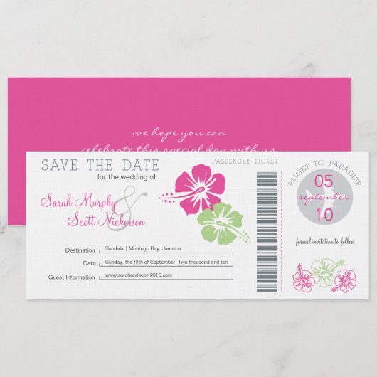 Save the Date Boarding Pass (Vorne/Hinten)