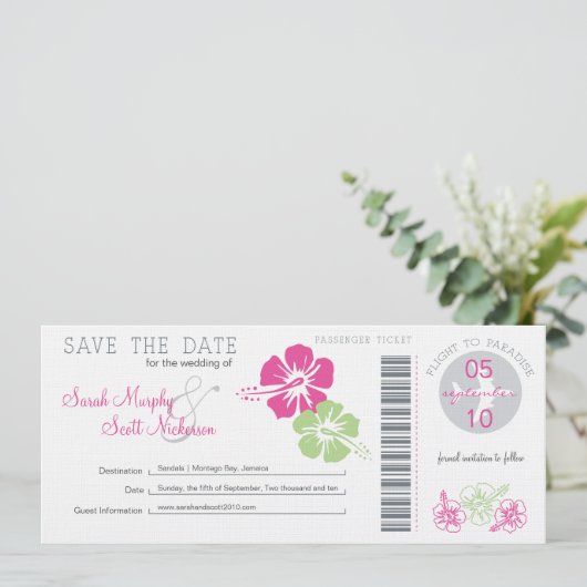 Save the Date Boarding Pass (Stehend Vorderseite)