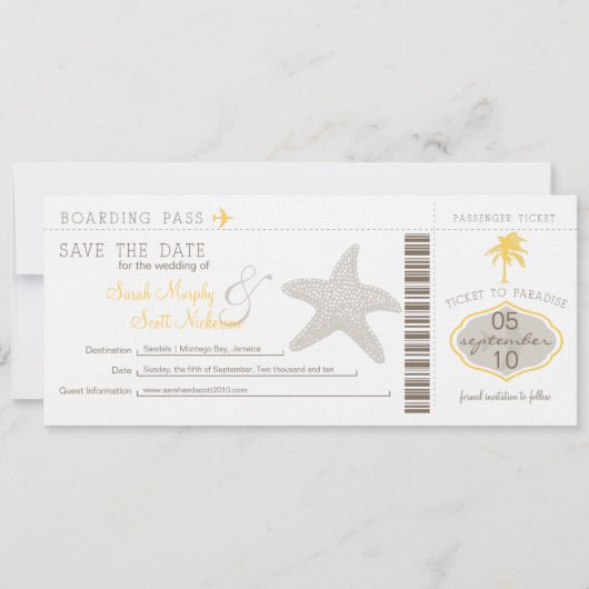 Save the Date Boarding Pass (Vorderseite)