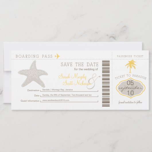 Save the Date Boarding Pass (Vorderseite)