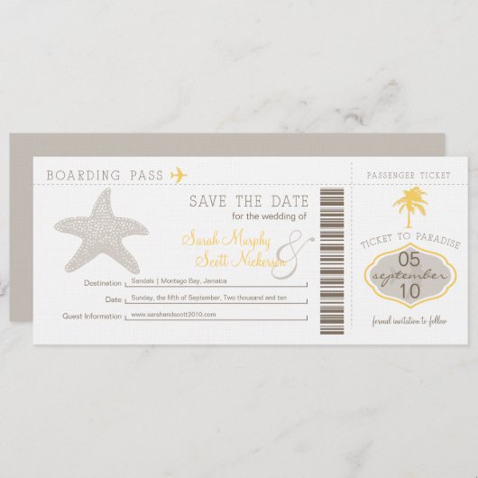 Save the Date Boarding Pass (Vorne/Hinten)