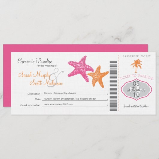 Save the Date Boarding Pass (Vorne/Hinten)