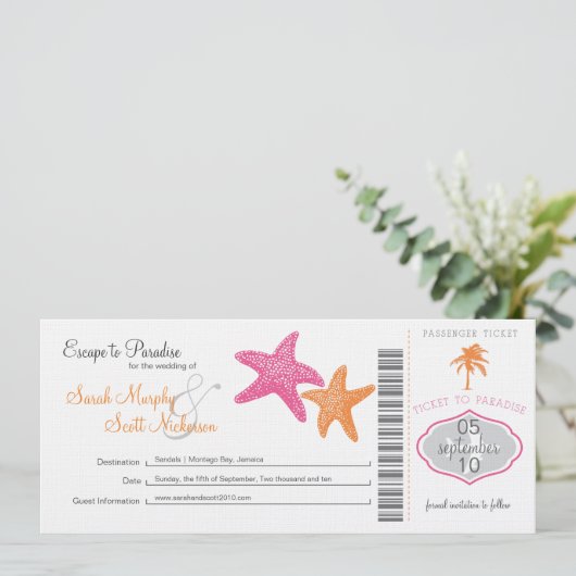 Save the Date Boarding Pass (Stehend Vorderseite)