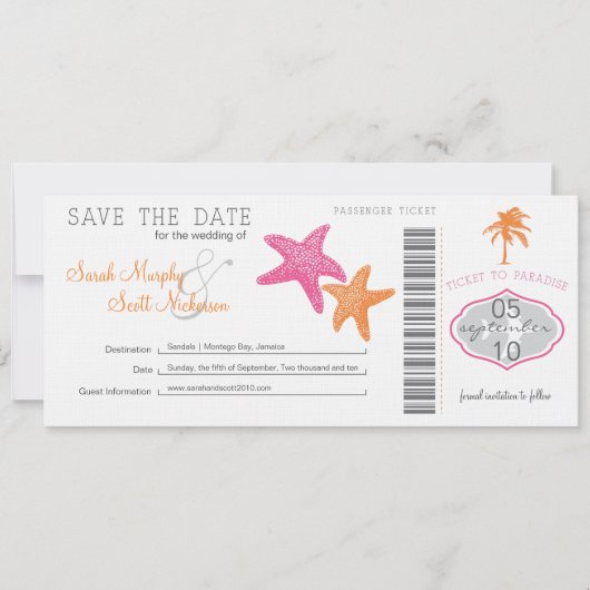 Save the Date Boarding Pass (Vorderseite)