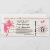 Save the Date Boarding Pass auf Puerto Rico (Vorderseite)
