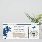 Save the Date Boarding Pass auf Puerto Rico (Stehend Vorderseite)