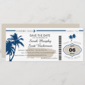 Save the Date Boarding Pass auf Puerto Rico (Vorne/Hinten)