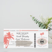 Save the Date Boarding Pass auf Puerto Rico (Stehend Vorderseite)