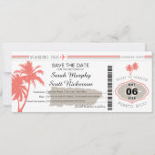 Save the Date Boarding Pass auf Puerto Rico (Vorderseite)