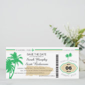 Save the Date Boarding Pass auf Puerto Rico (Stehend Vorderseite)