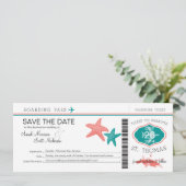 Save the Date Boarding Pass bis St. Thomas (Stehend Vorderseite)