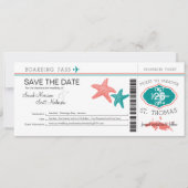Save the Date Boarding Pass bis St. Thomas (Vorderseite)