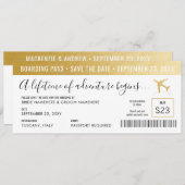 Save the Date Boarding Pass Einfach Modernes Gold (Vorne/Hinten)