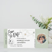 Save the Date Boarding Pass Einfache Weltkarte Einladung (Stehend Vorderseite)