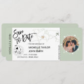 Save the Date Boarding Pass Einfache Weltkarte Einladung (Vorne/Hinten)