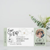 Save the Date Boarding Pass Einfache Weltkarte Inv Einladung (Stehend Vorderseite)
