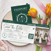 Save the Date Boarding Pass Emerald Green Travel Einladung