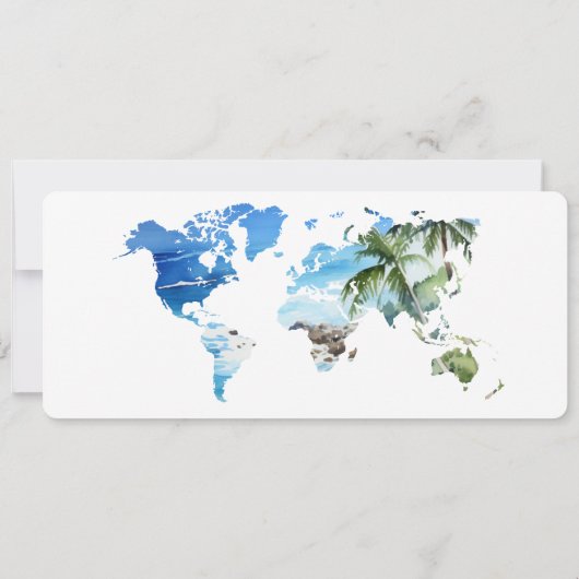 Save the Date Boarding Pass Map Beach Palm MPhoto Einladung (Rückseite)