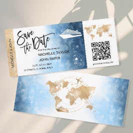 Save the Date Boarding Pass Map Cruise QR Code Inv Einladung