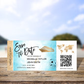 Save the Date Boarding Pass Map Cruise QR Code Inv Einladung