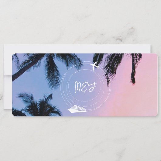 Save the Date Boarding Pass Map Cruise QR Code Inv Einladung (Rückseite)