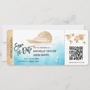 Save the Date Boarding Pass Map Kreuzschiff QRCode Einladung